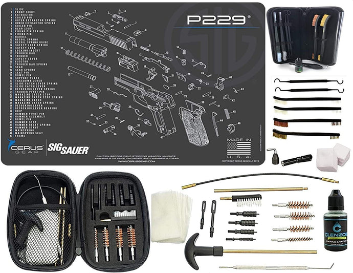 EDOG SIG P229 (Exploded View) PPistol Cleaning Mat & Range Warrior Handgun Cleaning Kit & E.D.O.G. Tac Pak Cleaning Essentials