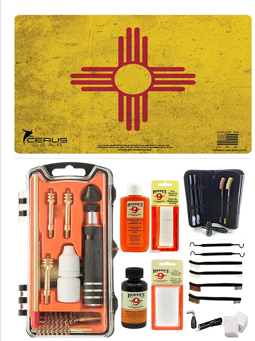 EDOG USA Outlaw 28 Pc Pistol Cleaning Kit - New Mexico State Flag Honor & Pride Pistol Mat & Calibers 9MM to .45 & Tac Pak Pistol Cleaning Essentials Kit