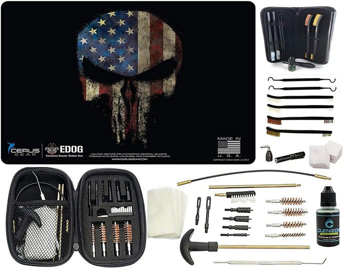 EDOG The Reaper Angel of Death Promat PPistol Cleaning Mat & Range Warrior Handgun Cleaning Kit & E.D.O.G. Tac Pak Cleaning Essentials