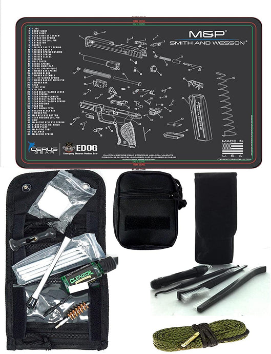 EDOG USA Pistolero 14 Pc 9MM.38 & .357 Pc Gun Cleaning Kit - Compatible for S&W M&P - Schematic (Exploded View) Mat, Pistolero Caliber Specific 9 MM, 38 & 357
