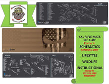 Load image into Gallery viewer, RUGER Prescision Gun Cleaning Mat - Schematic (Exploded View) Diagram Compatible with Ruger Prescision Rifle 14 x48 3mm Padded Protects Your Firearm Magazines Bench Table Surfaces Oil Solvent Resistant