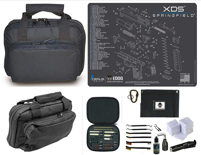 EDOG Springfield Armory XDs Promat & 11.5″ Double Gun Range Bag, Soft Padded & Compact & 28 PC Cleaning Essentials & Pro Mat Kit