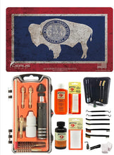 Load image into Gallery viewer, EDOG USA Outlaw 28 Pc Pistol Cleaning Kit - Wyomung State Flag Honor &amp; Pride Pistol Mat &amp; Calibers 9MM to .45 &amp; Tac Pak Pistol Cleaning Essentials Kit