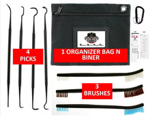 Load image into Gallery viewer, EDOG 19 PC Gun Rifle Pistol Cleaning Essentials Organizer Bag | Double Ended Brush &amp; Picks | 4 Nylon Picks | 3 7” Brushes | Cotton Swabs | Empty Oil or Solvent Bottles