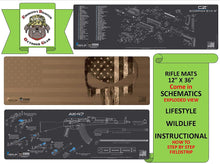 Load image into Gallery viewer, AK-47 Gun Cleaning Mat - Rifle Schematic (Exploded View) Diagram Compatible with 7.62 Series s 3 mm Padded Pad Protects Your Firearm Magazines Bench Table Surfaces Oil Solvent Resistant
