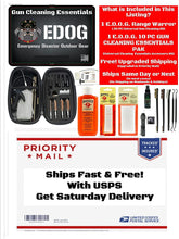 Load image into Gallery viewer, EDOG USA BANDIT 29 Pc Pistol Cleaning System - Wyomung State Flag Handgun Honor &amp; Pride Pistol Mat &amp; Range Warrior .22 .38 .357 9MM .45 Gun Cleaning Kit &amp; Clenzoil CLP &amp; Hoppes Gun Oil &amp; Patchs