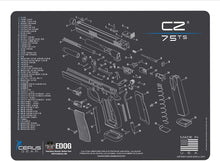 Load image into Gallery viewer, CZ 75 Cerus Gear Schematic (Exploded View) Heavy Duty Pistol Cleaning 12x17 Padded Gun-Work Surface Protector Mat Solvent &amp; Oil Resistant