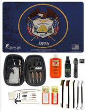 Load image into Gallery viewer, EDOG USA BANDIT 29 Pc Pistol Cleaning System - Utah State Flag Handgun Honor &amp; Pride Pistol Mat &amp; Range Warrior .22 .38 .357 9MM .45 Gun Cleaning Kit &amp; 12 PC Tac Book Cleaning Essentials Kit