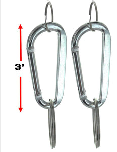 EDOG USA Carabiners, Straps, Keyrings & Accessories Carabiners | Two (2) 3” Silver Color | Aluminum | Snaplink | (4) Split Ring Key Rings (2) Jumbo XL 2” & (2) 1” | D Shape | Extra Large Capacity