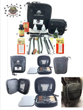 Load image into Gallery viewer, RangeMaster Elite EDC Bag Gun Cleaning Kit- Compatible for Springfield Armory XD - Schematic Mat (Exploded View) with Hoppes Gun Oil No.9 Solvent &amp; Patches Clenzoil CLP 10 Pc Cleaning Accessories Set