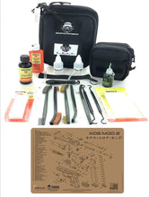 Load image into Gallery viewer, RangeMaster Elite EDC Bag Gun Cleaning Kit- Compatible For Springfield Armory XDs Mod2 Tan - Schematic Mat With Hoppes Gun Oil No.9 Solvent &amp; Patches Clenzoil CLP 10 Pc Cleaning Accessories Set