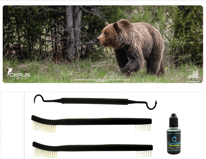 EDOG Gizzly Wildlife Series 700 5 Pc Schematic (Exploded View) Heavy Duty Rifle Cleaning 12”x 36” Padded Gun-Work Surface Protector Mat Solvent & Oil Resistant & 4 Pc Cleaning Essentials