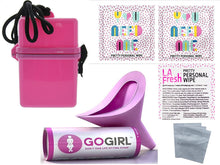Load image into Gallery viewer, GoGirl Female Urination Device, Lavender &amp; Pink Waterproof Case for Spills &amp; Splashes Plus LA Fresh Feminine Natural Wipes &amp; Extra Zip Baggies &amp; Carabiner(Pink)