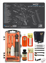 Load image into Gallery viewer, EDOG USA Outlaw 28 Pc Pistol Cleaning Kit - Compatible for Springfield Armory XD - Schematic (Exploded View) Mat, Calibers 9MM to .45 &amp; Tac Pak Pistol Cleaning Essentials Kit