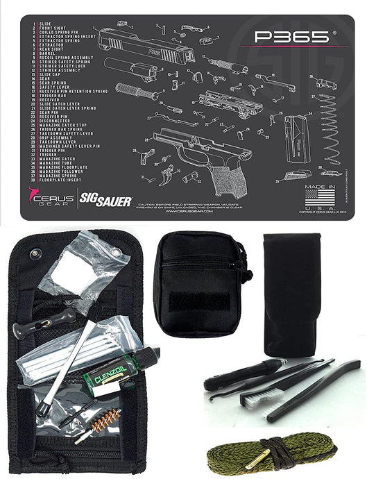 EDOG USA Pistolero 14 Pc 9MM.38 & .357 Pc Gun Cleaning Kit - Compatible for Sig Sauer P365- Ladies Ping Trim - Schematic (Exploded View) Mat, Pistolero Caliber Specific 9 MM, 38 & 357