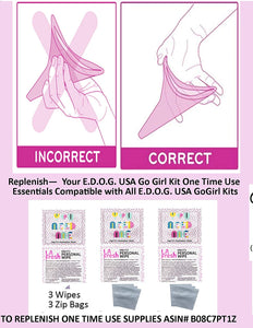 GoGirl Female Urination Device, Lavender & Go Girl 12" Extension Tube Plus6 Pc Feminine Personal Care Essentials Pack 3 LA Fresh Feminine Natural Wipes & 3 Extra Zip Baggies