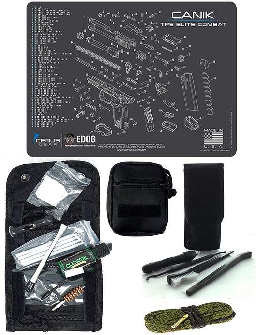 EDOG USA Pistolero 14 Pc 9MM.38 & .357 Pc Gun Cleaning Kit - Compatible for Canik TP9 Elite Combat - Schematic (Exploded View) Mat, Pistolero Caliber Specific 9 MM, 38 & 357