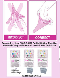 GoGirl Female Urination Device, Lavender & Pink Waterproof Case for Spills & Splashes Plus LA Fresh Feminine Natural Wipes & Extra Zip Baggies & Carabiner(Pink)