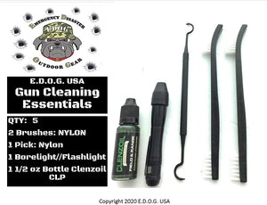 EDOG 6 PC Pocket Pak Gun Cleaning Kit Essentials | Belt Loop | 2 7 in Double Ended Nylon Brushes | 1 7 in Double Ended Nylon Pick | 1 Bore Light/Flashlight | 1 .5 oz Bottle Clenzoil CLP