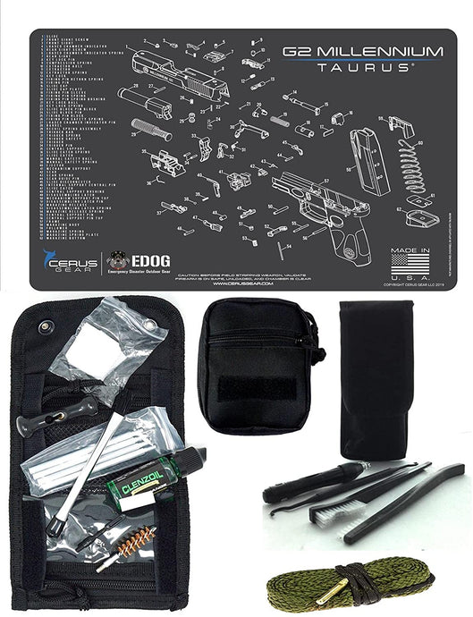 EDOG USA Pistolero 14 Pc 9MM.38 & .357 Pc Gun Cleaning Kit - Compatible for Taurus TG2 - Schematic (Exploded View) Mat, Pistolero Caliber Specific 9 MM, 38 & 357