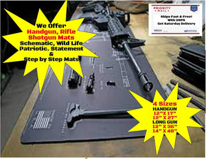 AR-15 & Glock Gen34 Gun Cleaning Mat (Exploded View)  XXL 14X48 Padded Gun-Work Surface Protection Mat Solvent & Oil Resistant