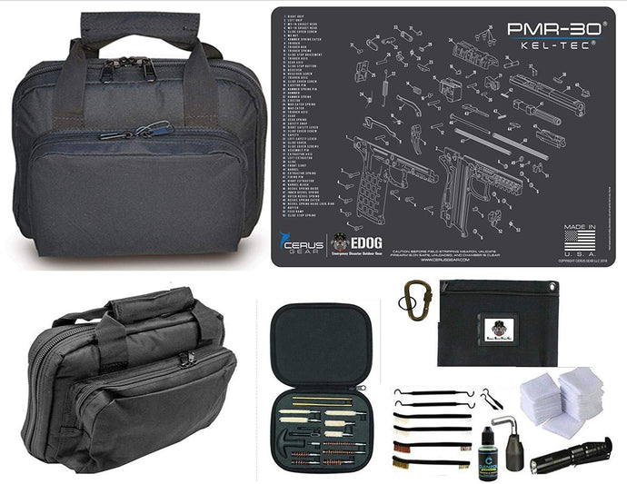 EDOG KELTEC PMR-30 Promat & 11.5″ Double Gun Range Bag, Soft Padded & Compact & 28 PC Cleaning Essentials & Pro Mat Kit