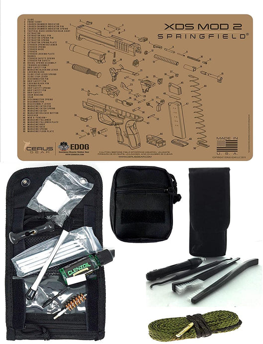 EDOG USA Pistolero 14 Pc 9MM.38 & .357 Pc Gun Cleaning Kit - Compatible for Springfield Armory XDs Mod2 Tan - Schematic (Exploded View) Mat, Pistolero Caliber Specific 9 MM, 38 & 357