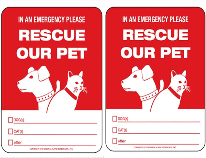 2 Pet Emergency Window Fire Rescue Decal Sticker Alert Firefighters to Dog, Cat & Other Pets in Your House Alone Stickers are Key. Safety for Dogs & Other Animals