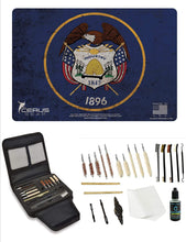 Load image into Gallery viewer, EDOG Gunslinger 20 PC Gun Cleaning Kit - Pistol Mat Utah State Flag Handgun Honor &amp; Pride Pistol Mat &amp; Gunslinger .22 .38 .357 9MM .45 Gun Cleaning Kit