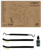 Load image into Gallery viewer, EDOG KimberTan Flat Dark Earth 5 PC Schematic (Exploded View) Heavy Duty Pistol Cleaning 12x17 Padded Gun-Work Surface Protector Mat Solvent &amp; Oil Resistant &amp; 3 PC Cleaning Essentials &amp; Clenzoil
