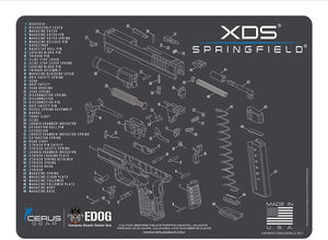 EDOG Springfield Armory XDs Promat & 20 Pc Gunslinger Universal Handgun Cleaning Kit | Clenzoil CLP | Brushes | Mops | Patchs | Jags | .22 - .45 Caliber