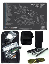 Load image into Gallery viewer, EDOG USA Pistolero 14 Pc 9MM.38 &amp; .357 Pc Gun Cleaning Kit - Compatible for Walther PPQ - Schematic (Exploded View) Mat, Pistolero Caliber Specific 9 MM, 38 &amp; 357