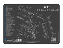 Load image into Gallery viewer, Springfield Armory XD Cerus Gear Schematic (Exploded View) Heavy Duty Pistol Cleaning 12x17 Padded Gun-Work Surface Protector Mat Solvent & Oil Resistant