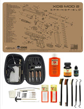 Load image into Gallery viewer, Range Warrior 27 Pc Gun Cleaning Kit - Compatible with Springfield Armory XDs Mod2 Tan - Schematic (Exploded View) Mat .22 9mm - .45 Kit