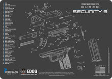 Load image into Gallery viewer, RUGER  SEC9 Gun Cleaning Mat - Schematic (Exploded View) Diagram Compatible For Ruger Security 9 Series Pistol 3 mm Padded Pad Protect Your Firearm Magazines Bench Surfaces Gun Oil Solvent Resistant