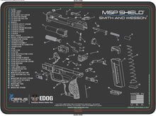 Load image into Gallery viewer, Smith & Wesson M&P Shield Cerus Gear Schematic (Exploded View) Heavy Duty Pistol Cleaning 12x17 Padded Gun-Work Surface Protector Mat Solvent & Oil Resistant
