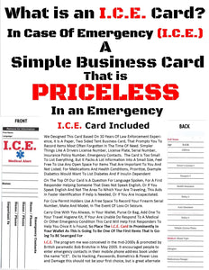 4 EDOG I.C.E. EMERGENCY TRAVEL & MEDICAL ALERT FOLDABLE BUSINESS SIZED TENT CARD