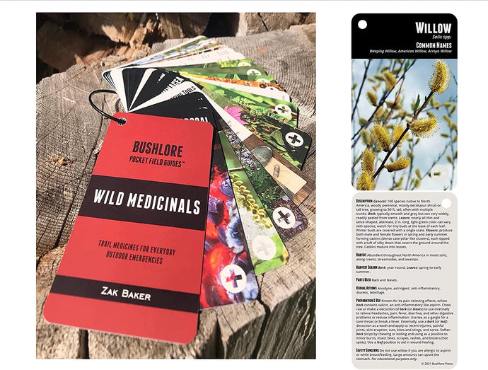 Bushlore Wild Medicinal & Plant Cards - 25 Pocket Size North America Field Guide Book Natural Herbal Herbs Remedies Emergency Survival Disaster Preparedness Bushcraft Kit Backpack Camping Waterproof