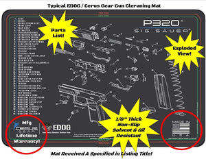 Tan Flat Dark Earth Tan Instructional Pistol Cleaning Mat for use with All Glock Pistols