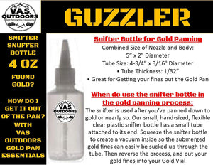 VAS 4 PC Kit Gold Panning Snuffer Snifter & Tweezer Set, Mining Prospecting Equipment To Remove Fines & Flowers from Paydirt in Your Plastic Gold Pan to Squirt Water & Gold Flower Flakes into Bottle