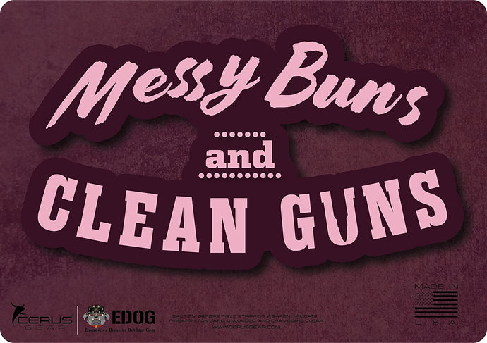 Ladies Messy Buns & Clean Guns Heavy Duty Pistol Cleaning Mat 12x17 Padded Gun-Work Surface Protector Mat Solvent & Oil Resistant
