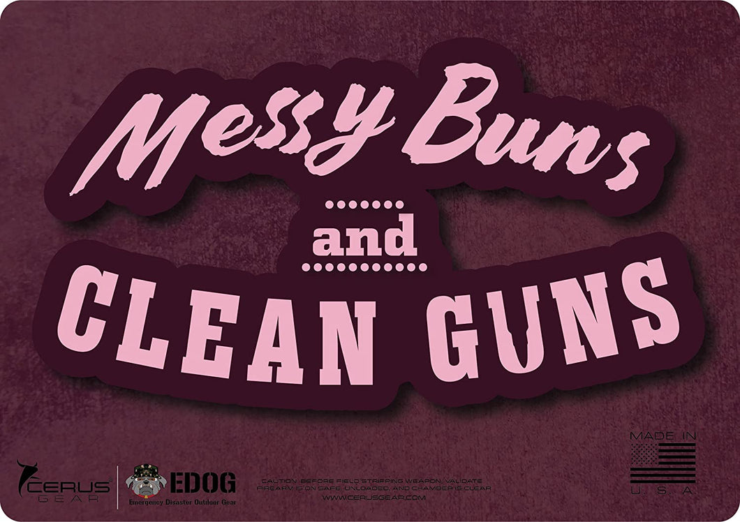 Ladies Messy Buns & Clean Guns Heavy Duty Pistol Cleaning Mat 12x17 Padded Gun-Work Surface Protector Mat Solvent & Oil Resistant