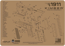 Load image into Gallery viewer, EDOG KimberTan Flat Dark Earth 5 PC Schematic (Exploded View) Heavy Duty Pistol Cleaning 12x17 Padded Gun-Work Surface Protector Mat Solvent &amp; Oil Resistant &amp; 3 PC Cleaning Essentials &amp; Clenzoil