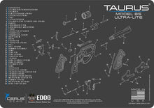 Load image into Gallery viewer, Taurus 85 Gun Cleaning Mat - Schematic (Exploded View) Diagram Compatible with Taurus Model 85 Series Pistol 3 mm Padded Pad Protect Your Firearm Magazines Bench Surfaces Gun Oil Solvent Resistant
