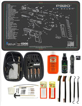 Load image into Gallery viewer, EDOG USA Compatible for Sig SauerP320-29 Pc Pistol Cleaning System - Schematic (Exploded View) Mat, Range Warrior Universal .22 9mm - .45 Kit &amp; Clenzoil CLP &amp; Hoppes Gun Oil &amp; Patchs