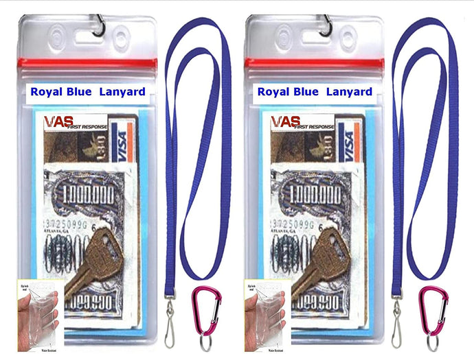 2 Money ID Credit / Drink Card License Pouch w 2 50MM CARABINERS & 36