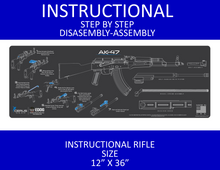 Load image into Gallery viewer, AK-47 Gun Cleaning Mat - Instructional Step by Step Takedown Diagram Compatible with 7.62 Series Rifles 3 mm Padded Pad Protects Your Firearm Magazines Bench Table Surfaces Oil Solvent Resistant