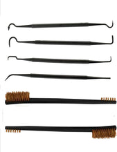 Load image into Gallery viewer, EDOG 6 PC Gun Rifle Pistol Cleaning Double Ended Brush and Pick Set | 4 Nylon Slant, Hook Picks | 2 7” Copper Brushes | Firearms | Shotgun | Hand Gun | Paint Ball