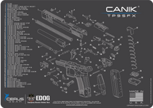 Load image into Gallery viewer, Canik TP9 SFX Gun Cleaning Mat - Schematic (Exploded View) Diagram Compatible with Canik TP9 SFXCombat Pistol 3 mm Padded Pad Protect Your Firearm Magazines Bench Table Top Oil Solvent Resistant