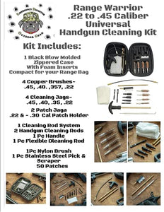 Bandit 35 PC Handgun Pistol Cleaning Kit & Accessoryy Organizer Bag for Calibers 22 - 9mm 40 & 45 Rods, Brushes, Jags, Gun Oil, Solvent. CLP & Patches